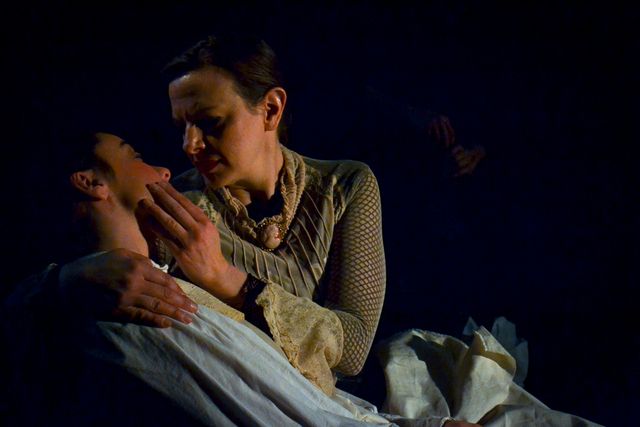 Helen Burns, played by Meghan Frank, dies in the arms of Jane Eyre (Lindsey Pierce)